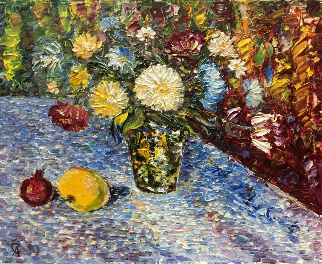Oil painting Bouquet Andreii Dmitrievich Chegodaev: Title: Oil painting Bouquet Andreii Dmitrievich Chegodaev Description: No.Vern 130