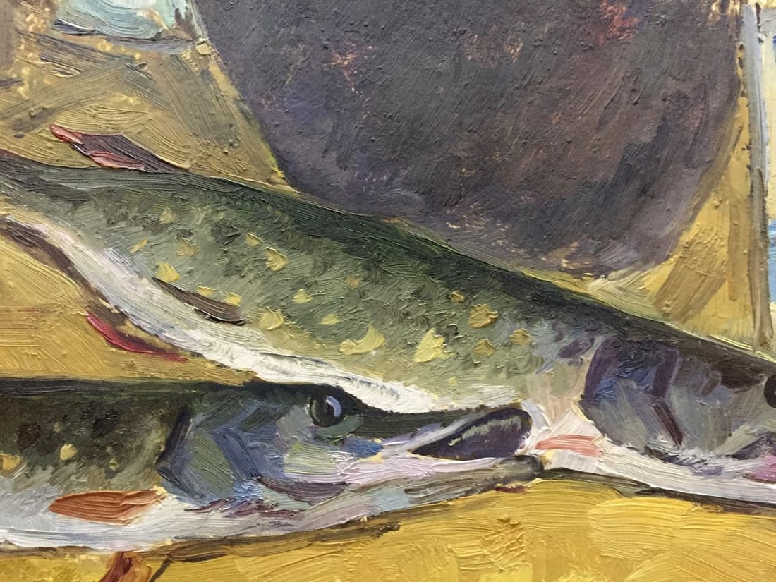 Oil painting Still life with fish Katz Adam Zakharovich - 4