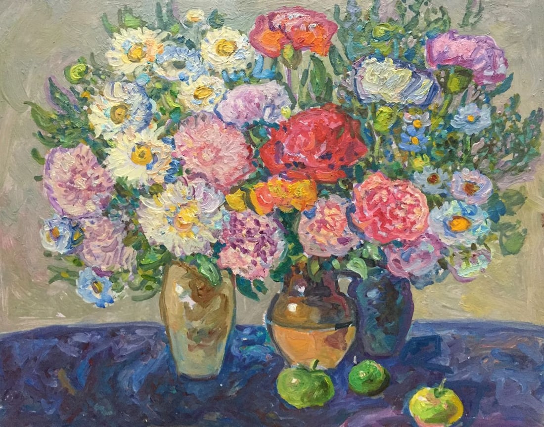 Oil painting Flowers and apples Ruban Grigory Savelievich (1 of 9)