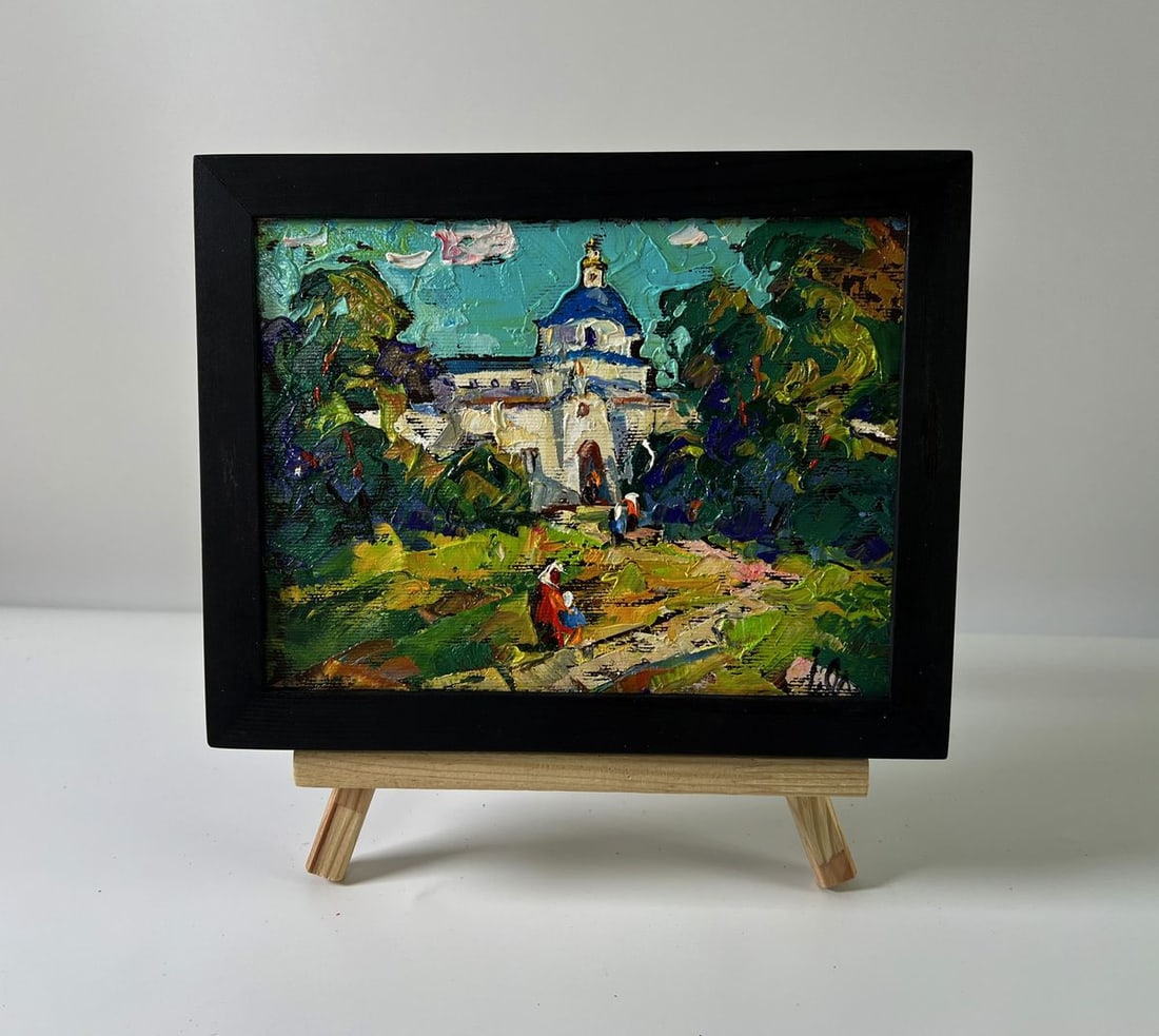 Oil painting Morning church Oleksiy Ivanyuk: Title: Oil painting Morning church Oleksiy Ivanyuk Description: No.AAA5875The Oil painting Canvas titled "Morning church" captures the quiet majesty of a sacred space illuminated by the clarity of a n