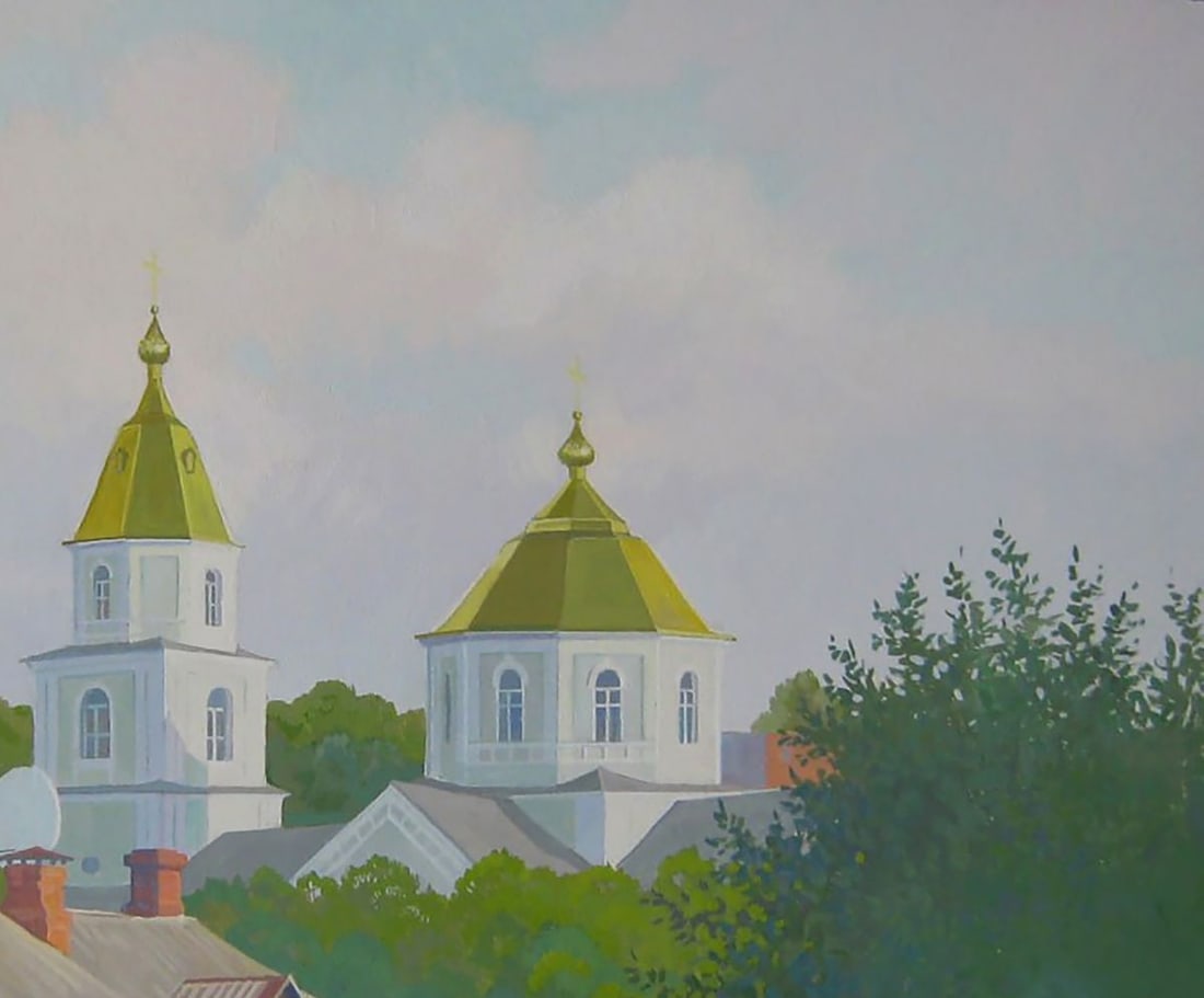 Acrylic painting City Church Valery Savenets - 5
