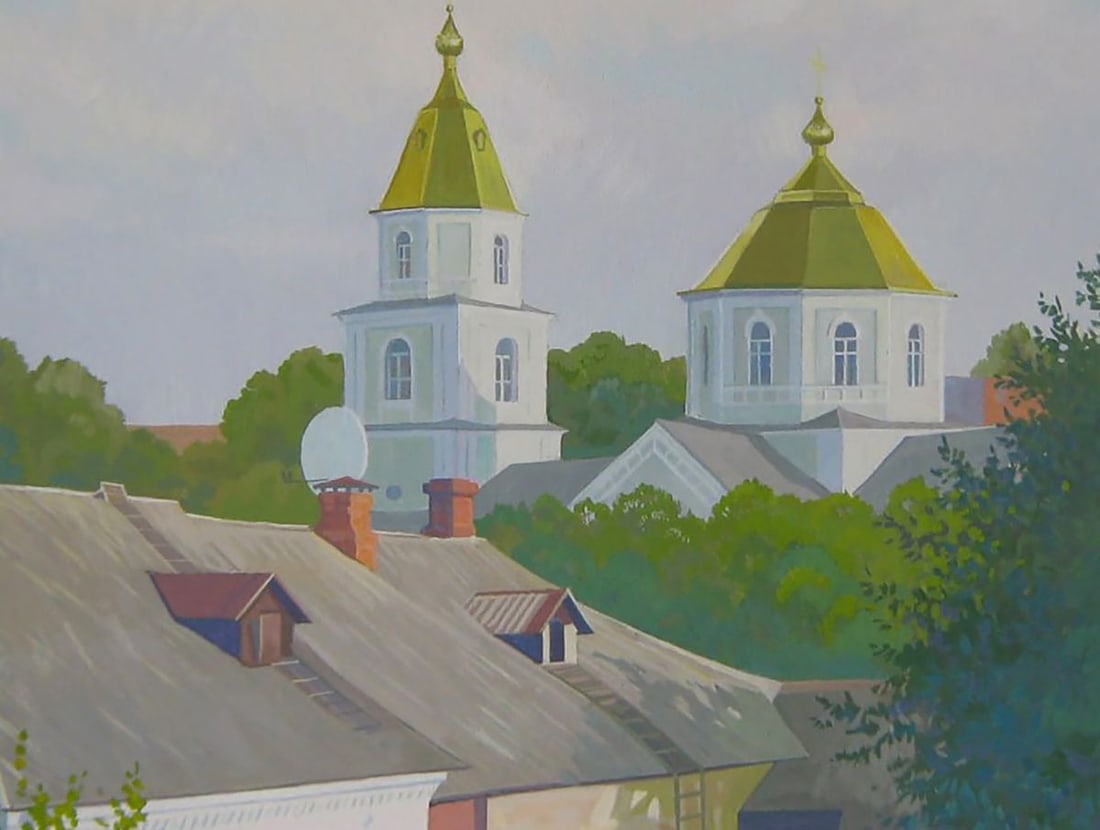 Acrylic painting City Church Valery Savenets - 6