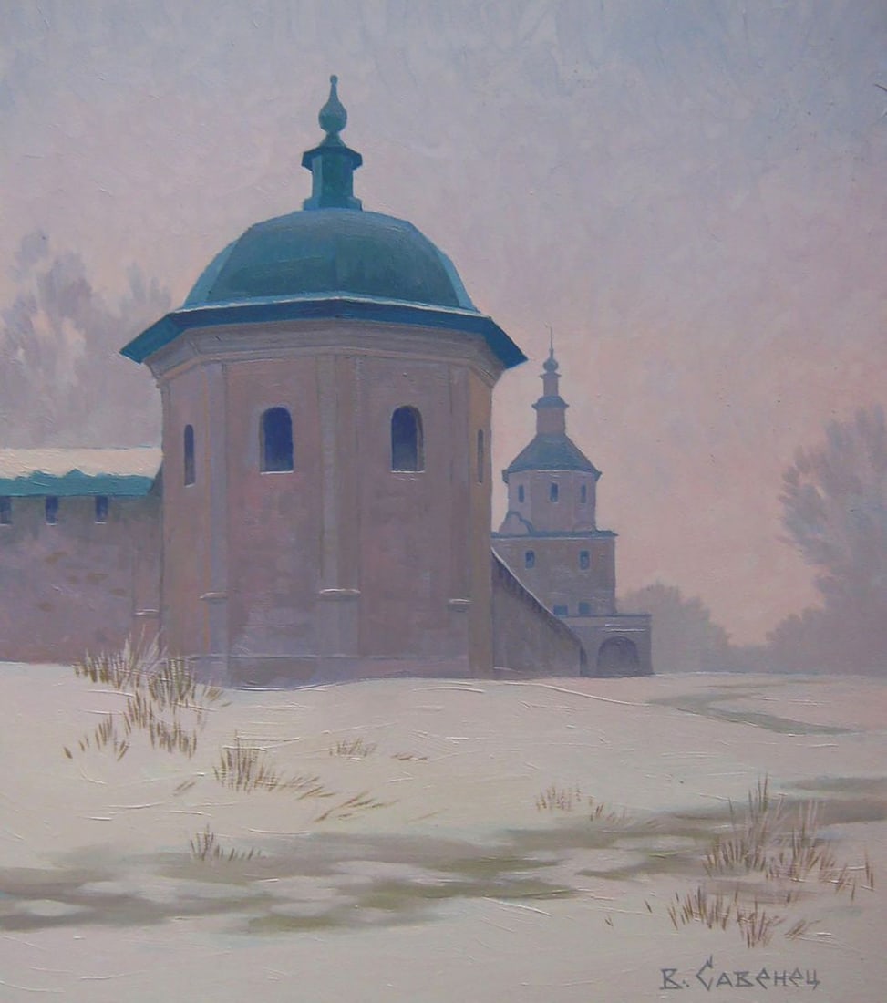 Oil painting Winter Church Valery Savenets: Title: Oil painting Winter Church Valery Savenets Description: No.Sav 371 *** ABOUT THIS PAINTING *** * TITLE: "Winter Church" * ARTISTS: Valery Savenets * SIZE: 39x34 cm/'15.35x13.38 inches' * MEDIUM