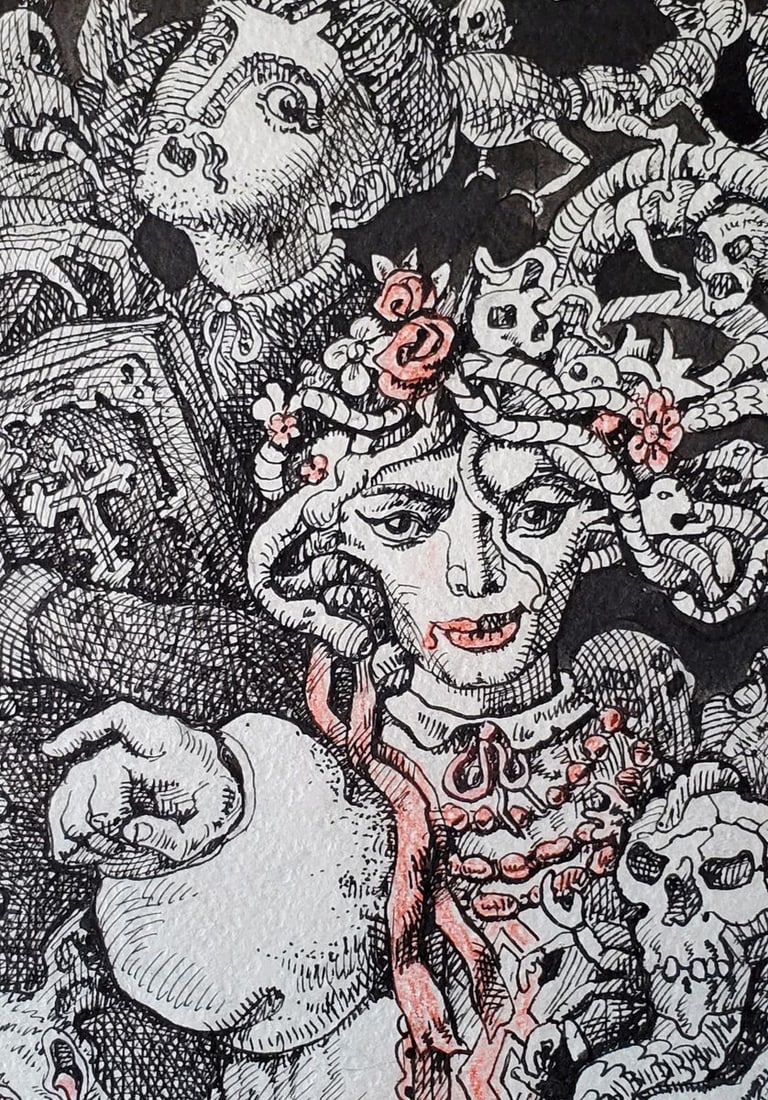 Ink painting Illustration to Gogols Viy Gogol Daniil Litvinov - 2