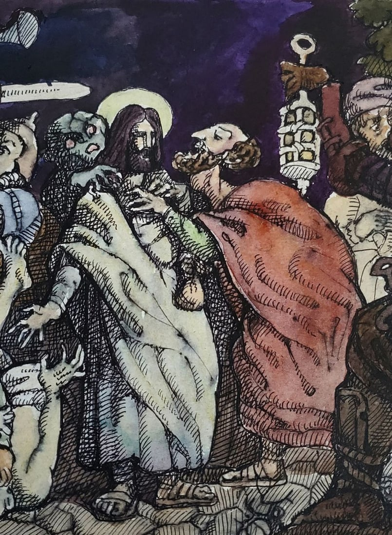 Watercolor painting Arrest of Christ Daniil Litvinov - 4