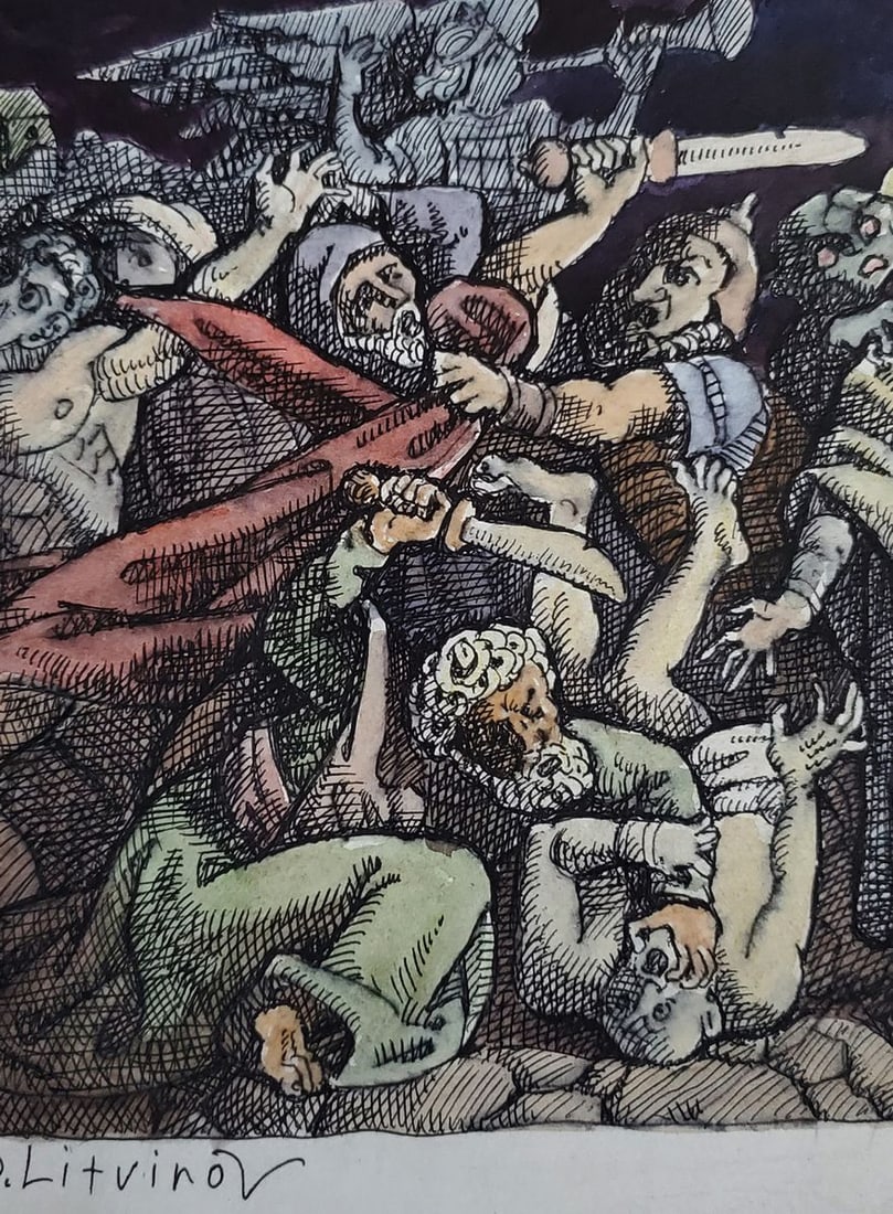 Watercolor painting Arrest of Christ Daniil Litvinov - 5