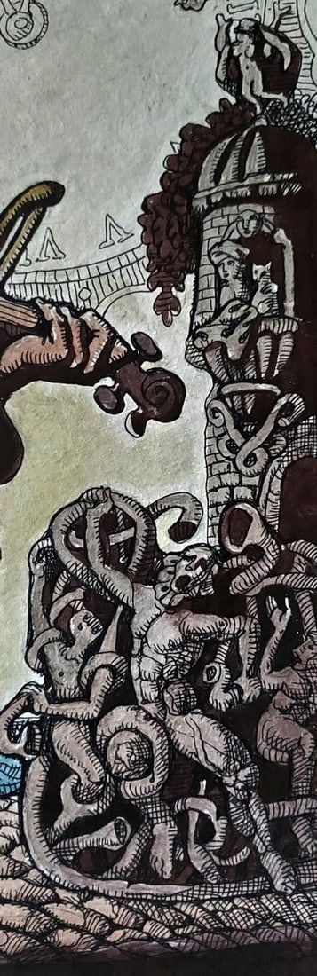 Ink painting Odessa violinist Daniil Litvinov - 2