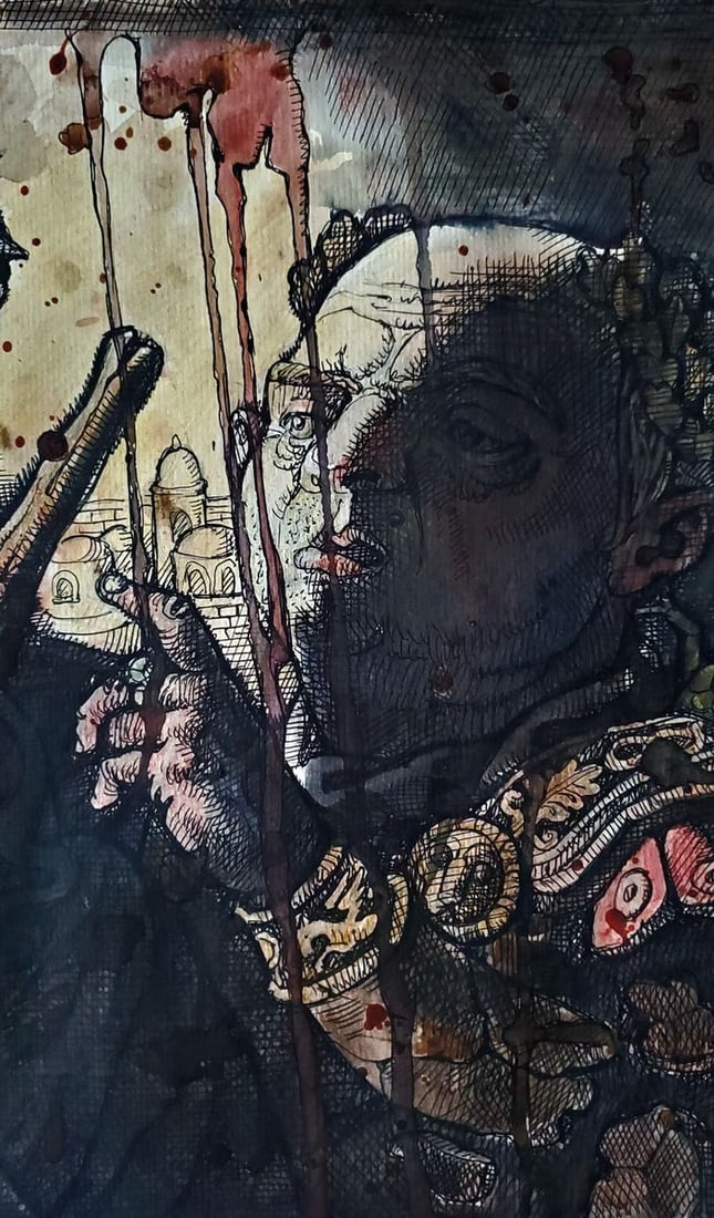 Ink painting Christ before Pilate Daniil Litvinov - 3