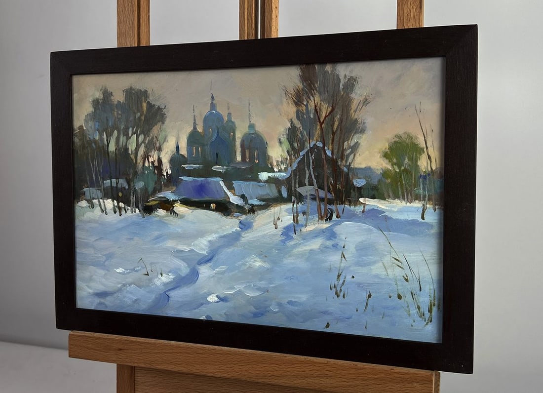 Oil painting View of the monastery in the evening Yuriy Suprunchuk - 2