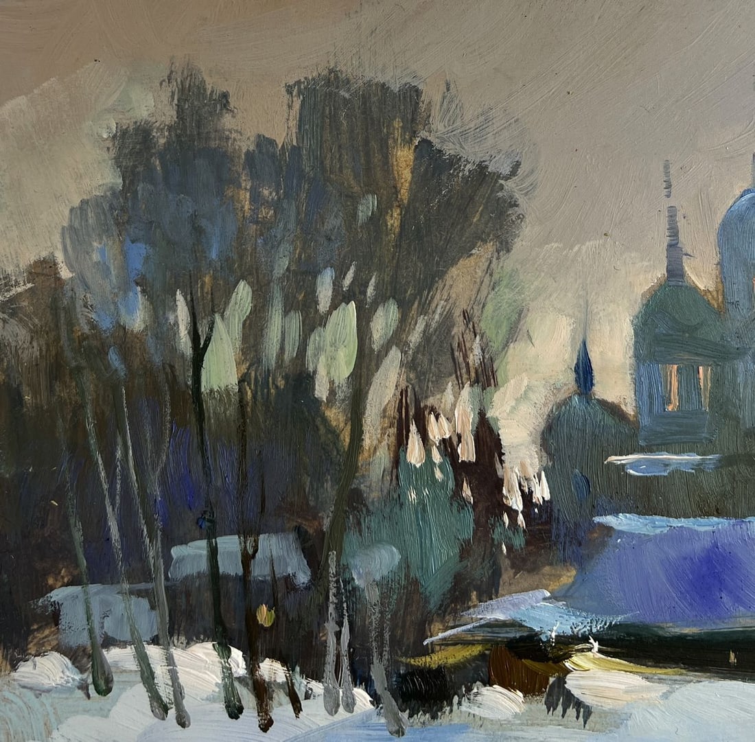 Oil painting View of the monastery in the evening Yuriy Suprunchuk - 6