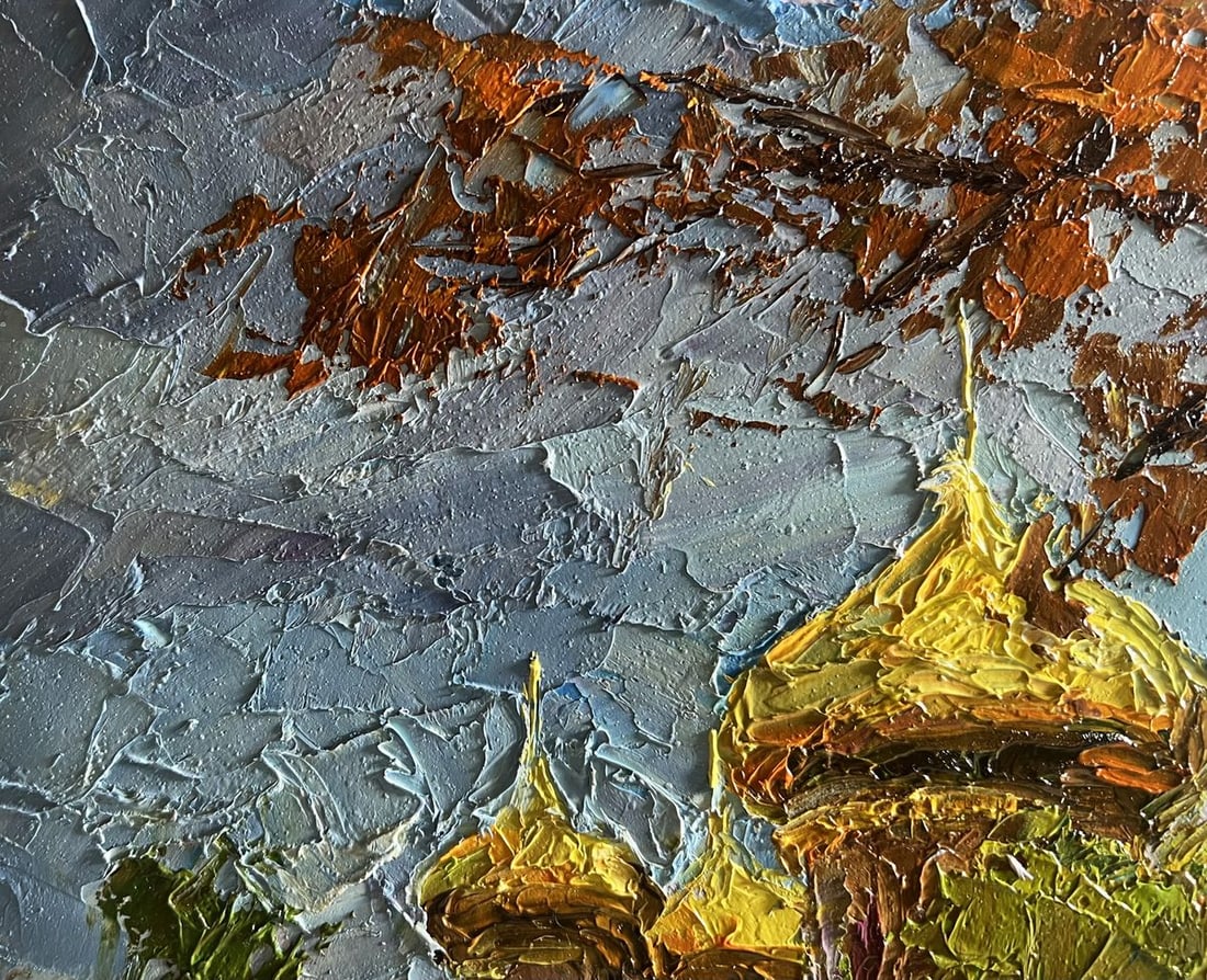 Oil painting Golden domes behind the trees Boris Serdyuk - 4