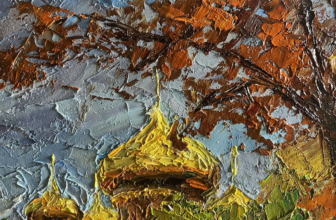 Oil painting Golden domes behind the trees Boris Serdyuk - 5