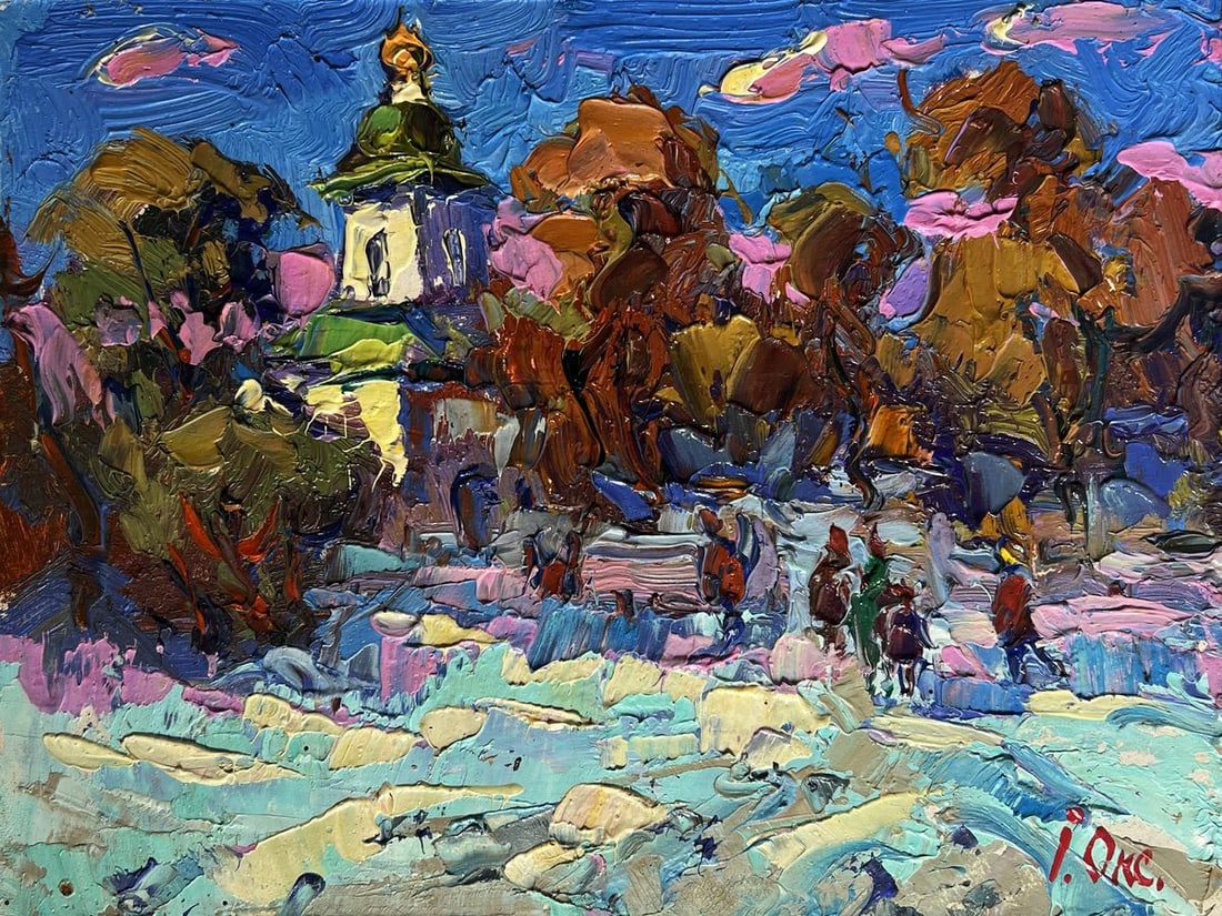Oil painting Walk to the church Oksana Kalenyuk - 3