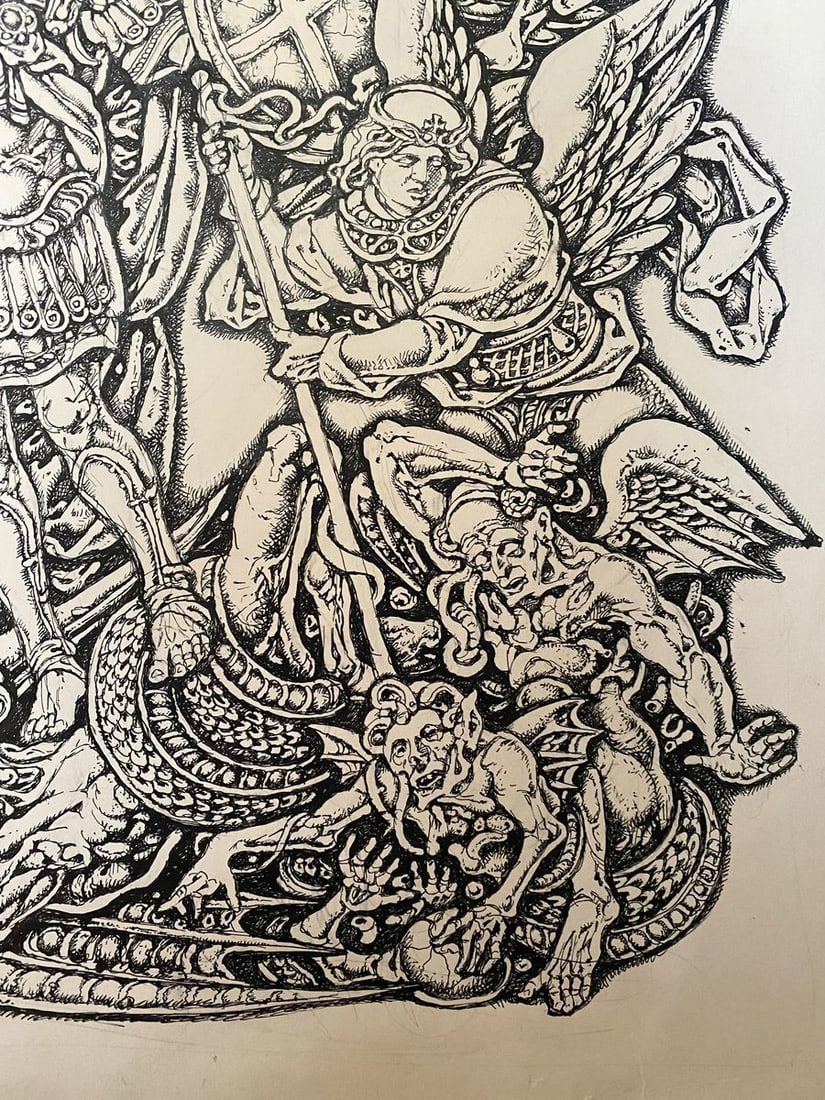 Ink painting Michael the Archangel Litvinov Oleg Arkad'yevich - 2