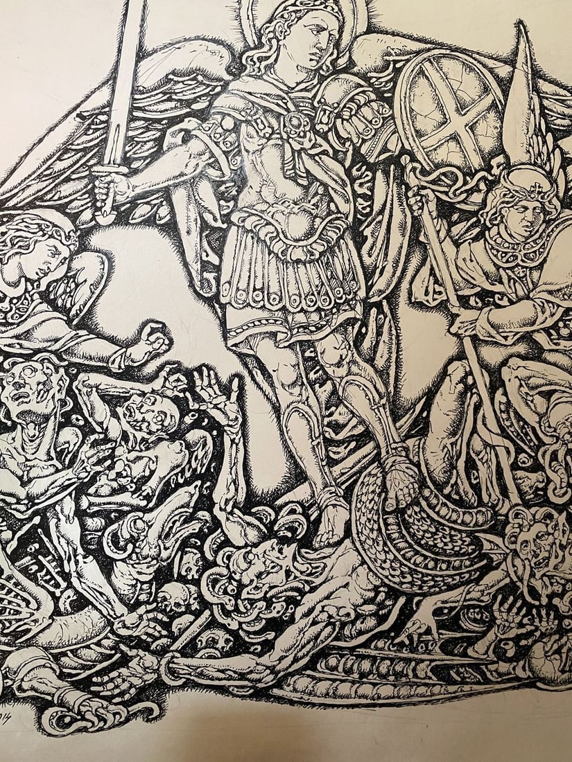 Ink painting Michael the Archangel Litvinov Oleg Arkad'yevich - 5