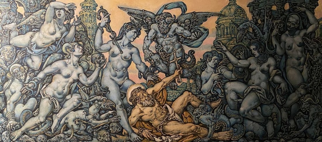 Oil painting Temptation of Saint Anthony Litvinov Oleg Arkad'yevich: Title: Oil painting Temptation of Saint Anthony Litvinov Oleg Arkad'yevich Description: No.Litv 544 *** ABOUT THIS PAINTING *** * TITLE: "Temptation of Saint Anthony" * ARTISTS: Litvinov Oleg Arkad'ye