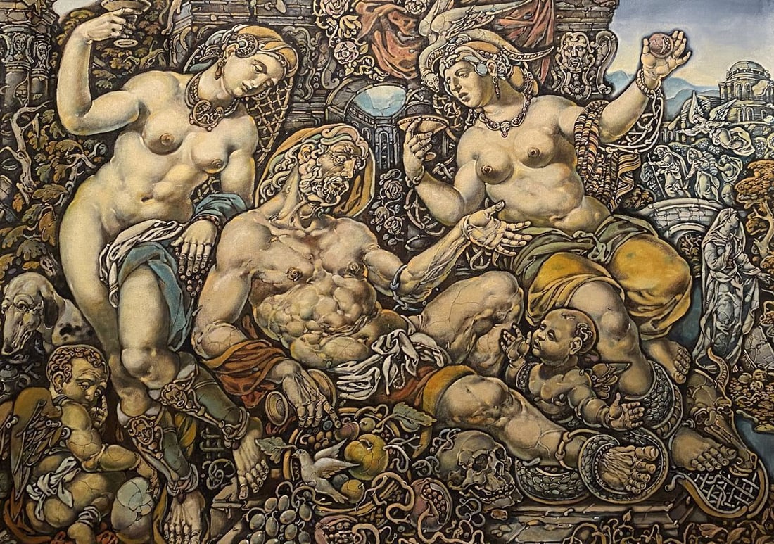 Oil painting Lot and daughters Litvinov Oleg Arkad'yevich: Title: Oil painting Lot and daughters Litvinov Oleg Arkad'yevich Description: No.Litv 552 *** ABOUT THIS PAINTING *** * TITLE: "Lot and daughters" * ARTISTS: Litvinov Oleg Arkad'yevich * SIZE: 94x126