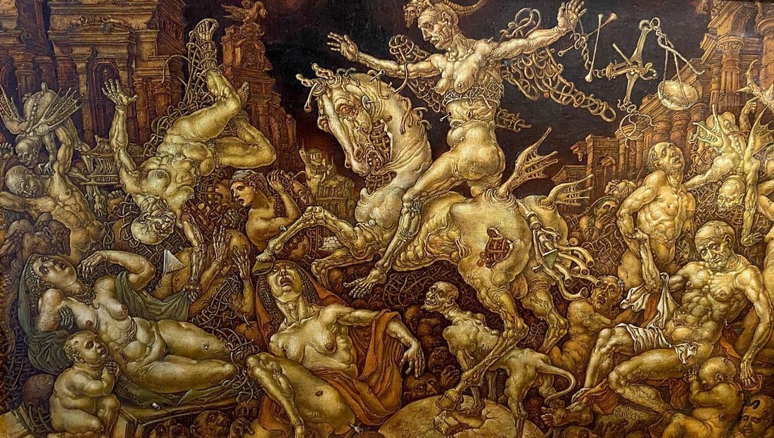 Oil painting Death triumph Litvinov Oleg Arkad'yevich: Title: Oil painting Death triumph Litvinov Oleg Arkad'yevich Description: No.Litv 501 *** ABOUT THIS PAINTING *** * TITLE: "Death triumph" - Right part * ARTISTS: Litvinov Oleg Arkad'yevich * SIZE: 71