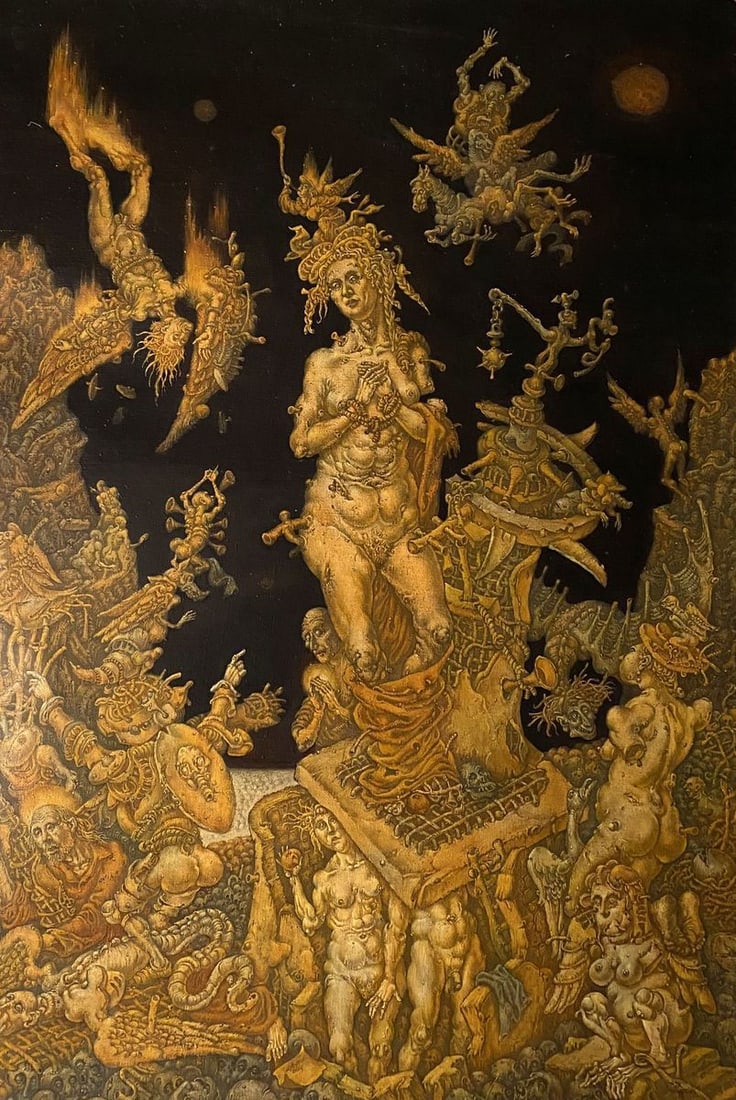 Oil painting 20th century apocalypse. Saint Catherine Litvinov Oleg Arkad'yevich: Title: Oil painting 20th century apocalypse. Saint Catherine Litvinov Oleg Arkad'yevich Description: No.Litv 597 *** ABOUT THIS PAINTING *** * TITLE: "20th century apocalypse. Saint Catherine" - II ri