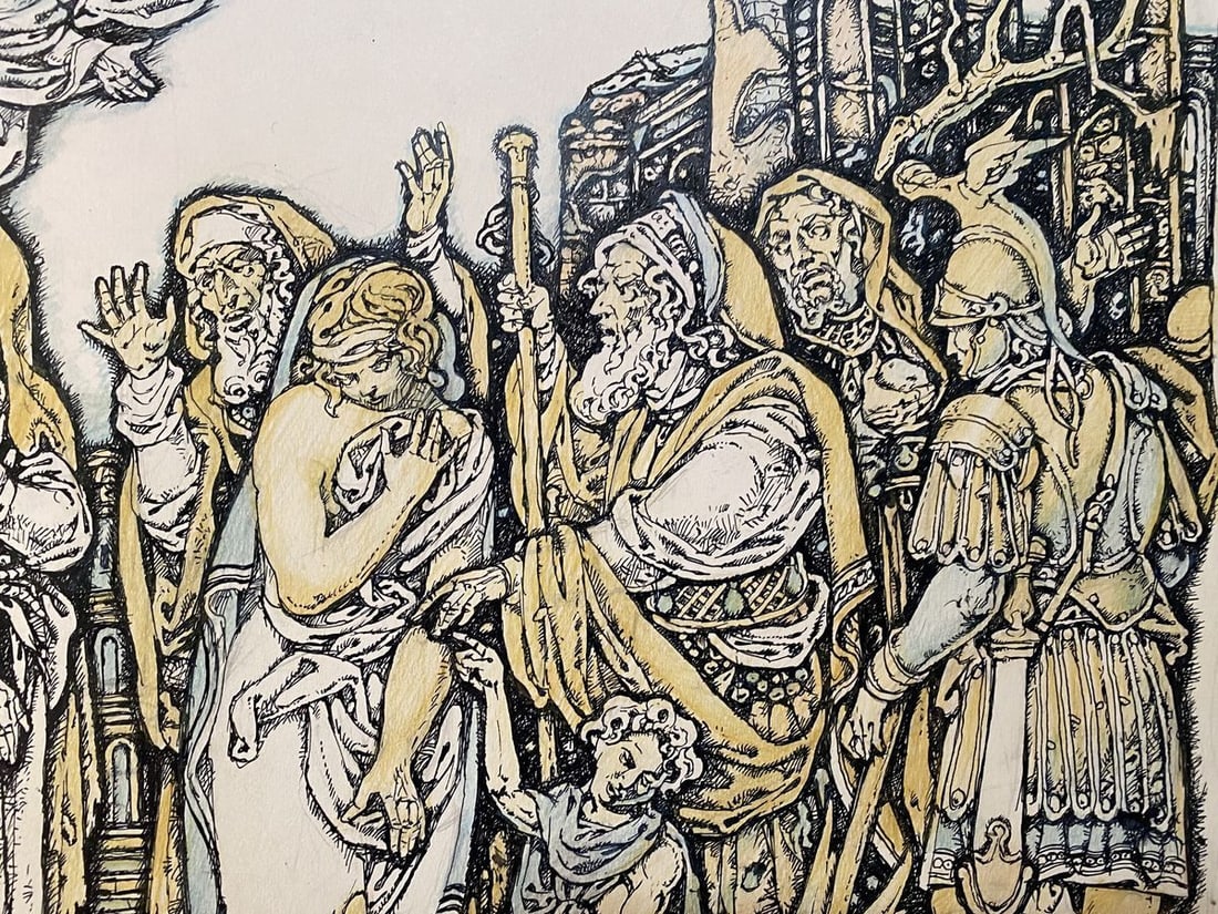 Watercolor ,mascara, painting Christ and the Sinner Litvinov Oleg Arkad'yevich - 4