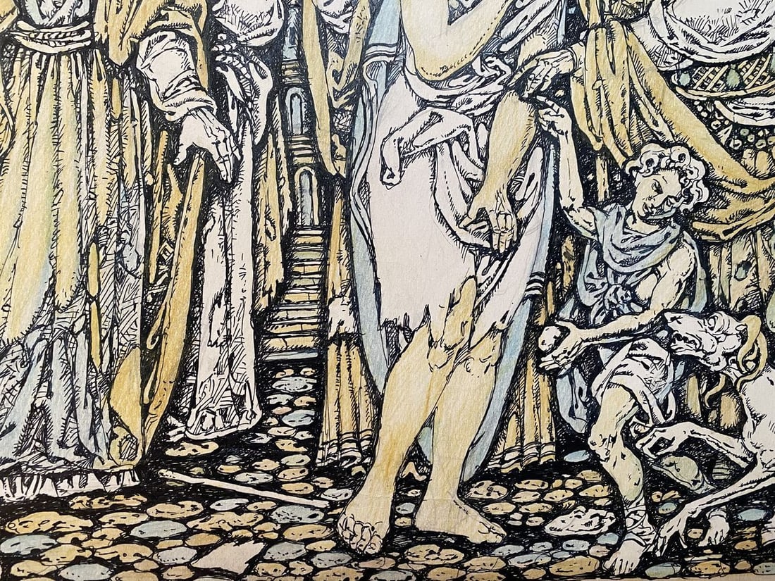 Watercolor ,mascara, painting Christ and the Sinner Litvinov Oleg Arkad'yevich - 7