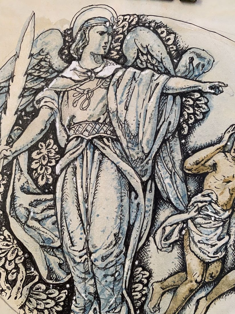 Watercolor mascara, painting Expulsion from hell Litvinov Oleg Arkad'yevich - 5