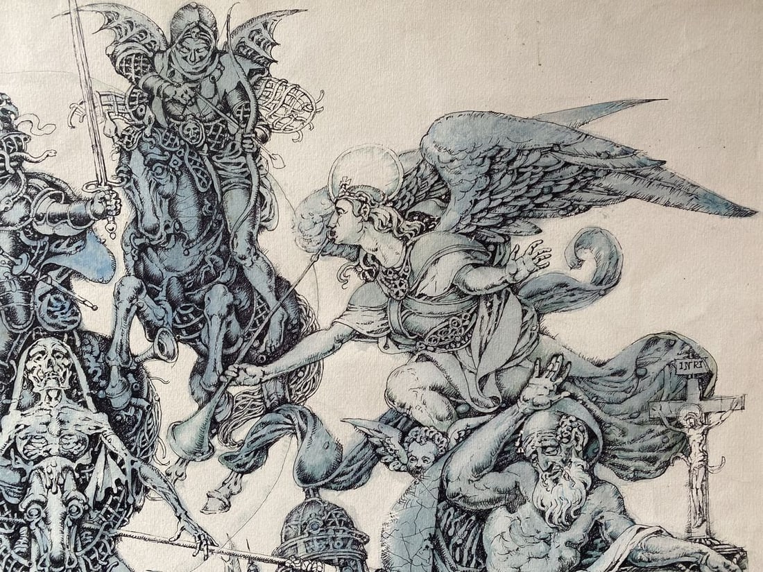 Watercolor ,mascara, painting The vision of John the Evangelist Litvinov Oleg Arkad'yevich - 4