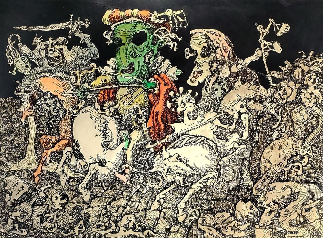 Watercolor painting Horsemen of the Apocalypse Litvinov Daniil Olegovich (1 of 7)