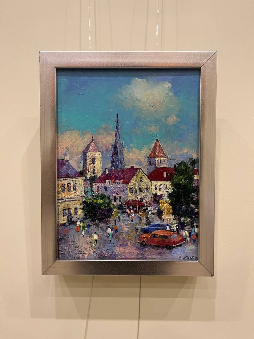 Oil painting Busy city street Serhiy Rybak - 2