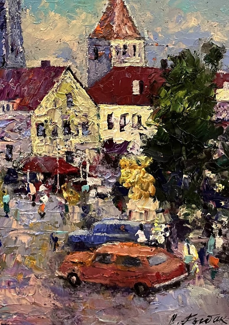 Oil painting Busy city street Serhiy Rybak - 3