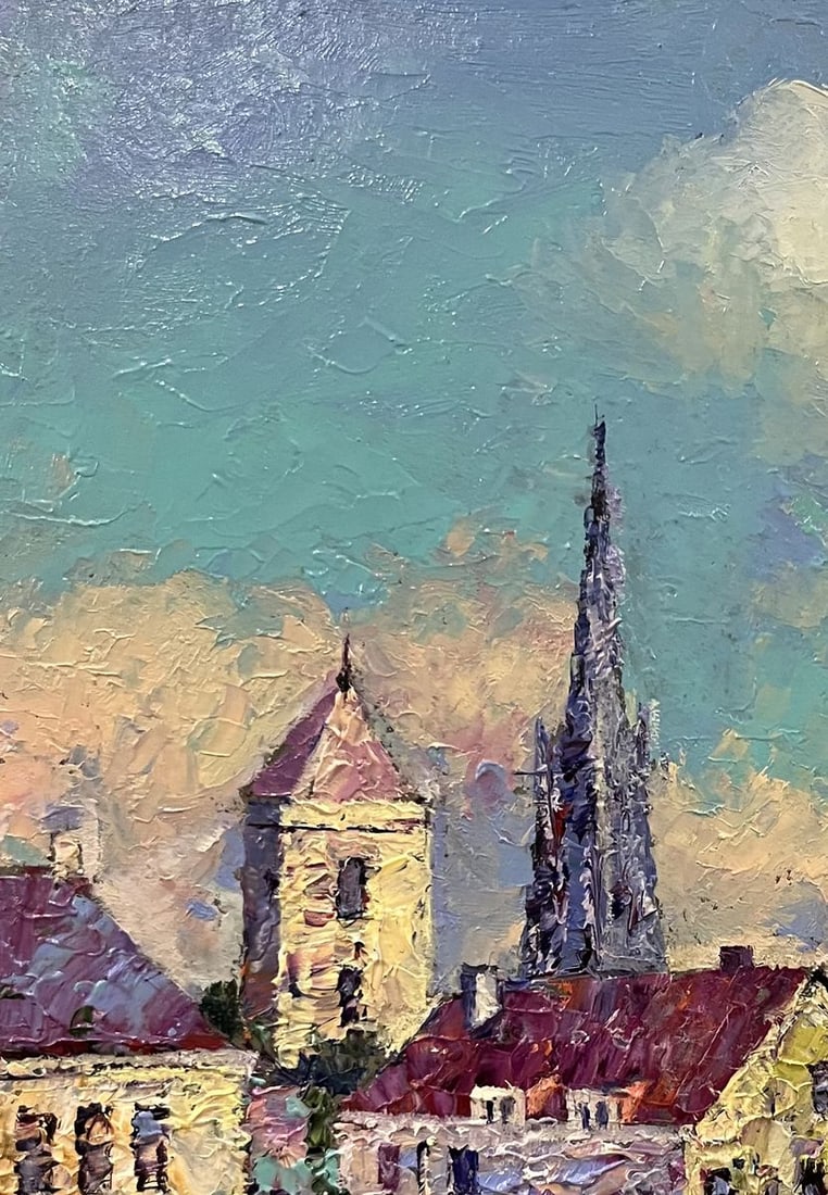 Oil painting Busy city street Serhiy Rybak - 5