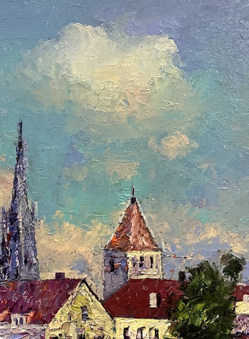 Oil painting Busy city street Serhiy Rybak - 6