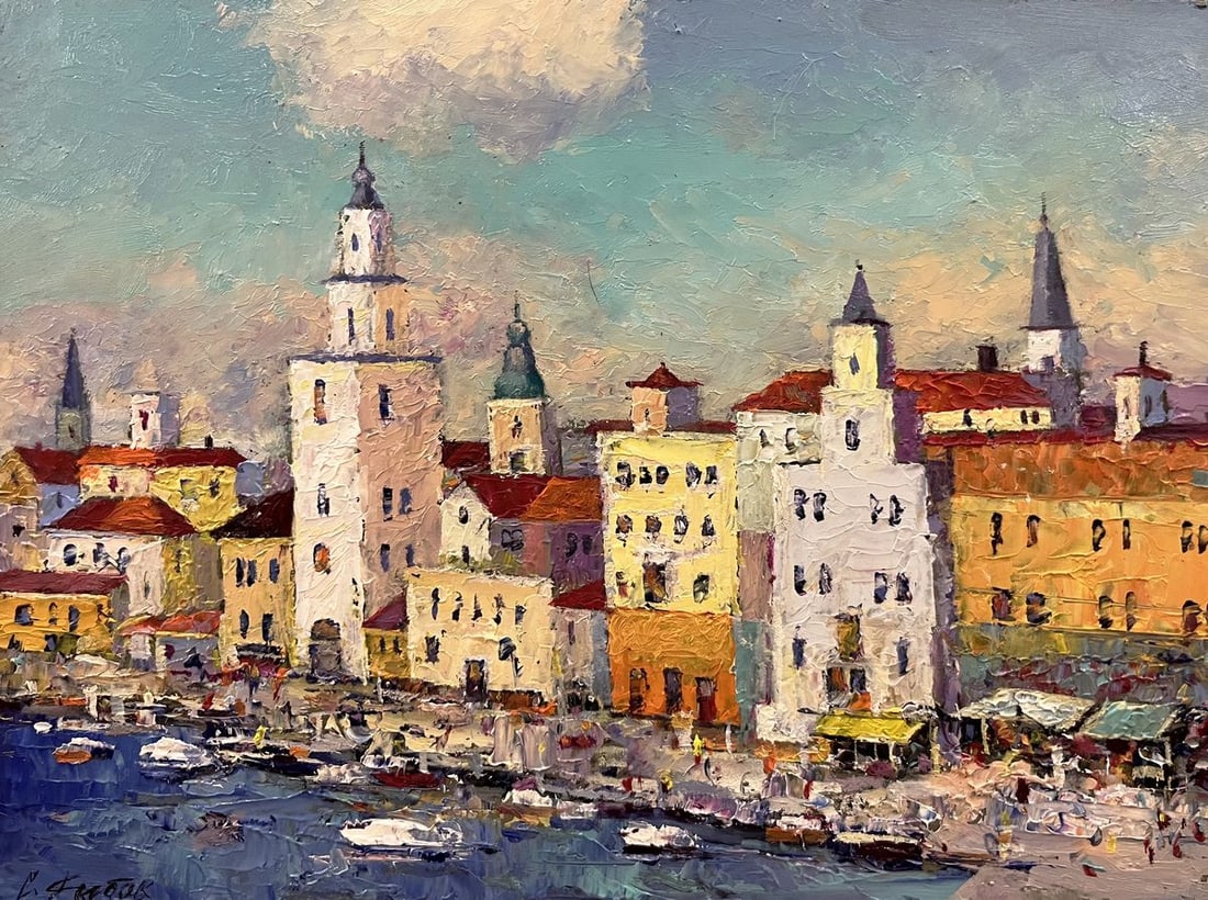 Oil painting Off the coast of the city of Italy Serhiy Rybak: Title: Oil painting Off the coast of the city of Italy Serhiy Rybak Description: NoGaller 406 *** ABOUT THIS PAINTING *** * TITLE: "Off the coast of the city of Italy" * ARTISTS: Serhiy Rybak * SIZE: