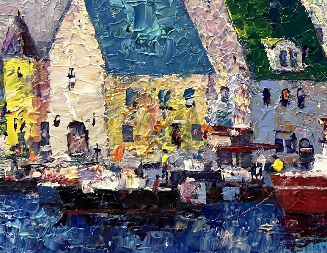 Oil painting Italian houses by the coast Serhiy Rybak - 4