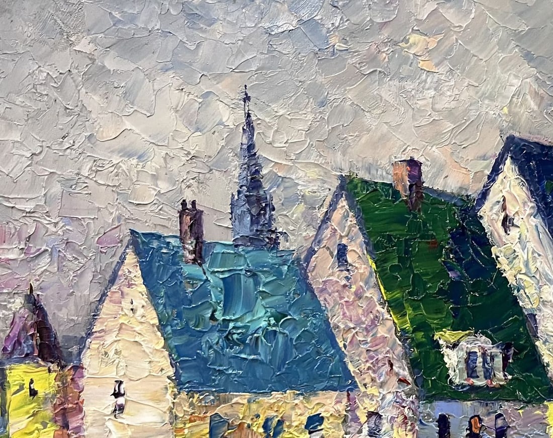 Oil painting Italian houses by the coast Serhiy Rybak - 5