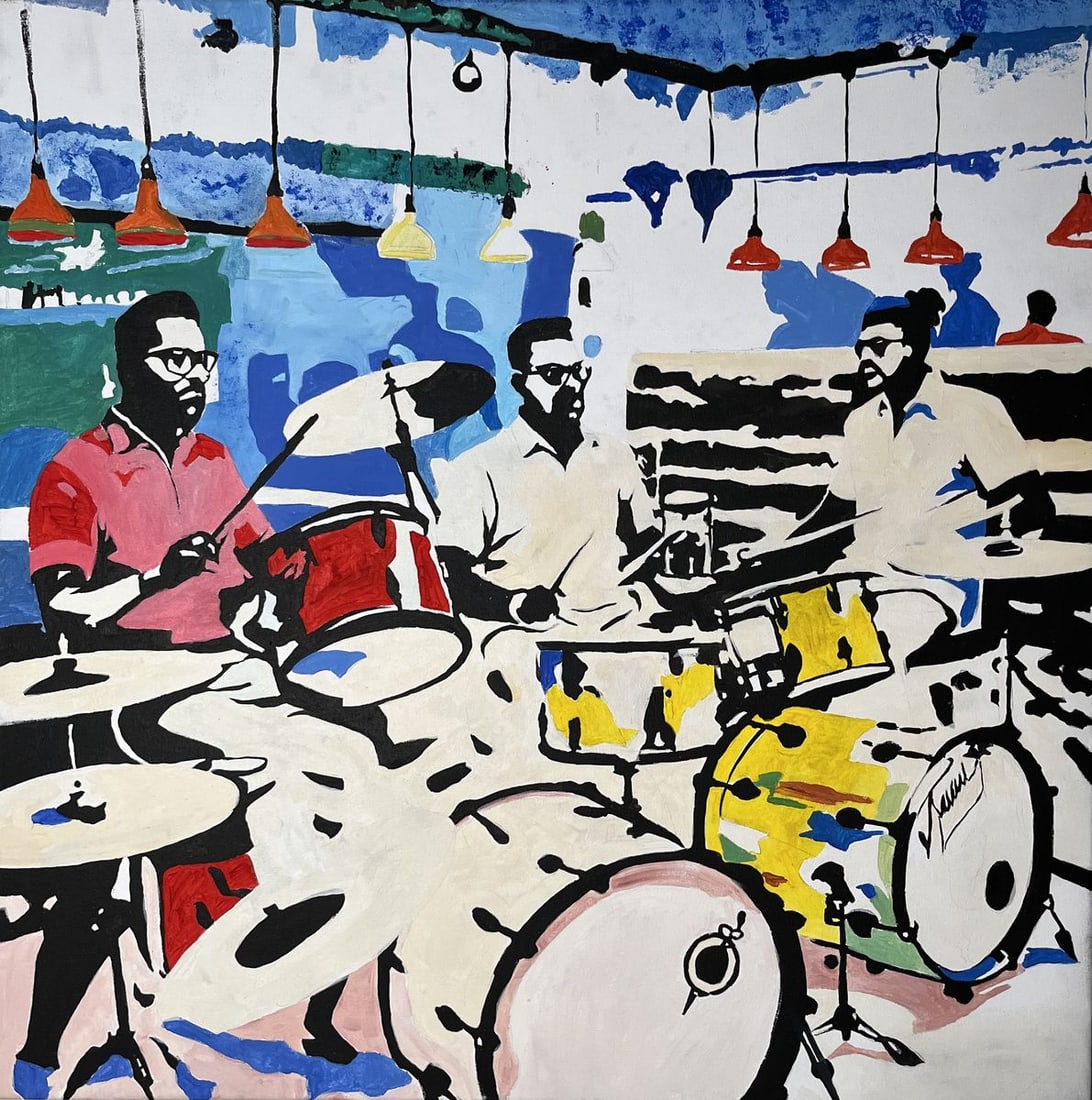 Acrylic painting Jazz songs in a cafe Arturo Banks (1 of 9)