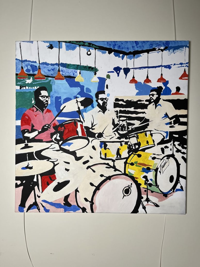 Acrylic painting Jazz songs in a cafe Arturo Banks - 2