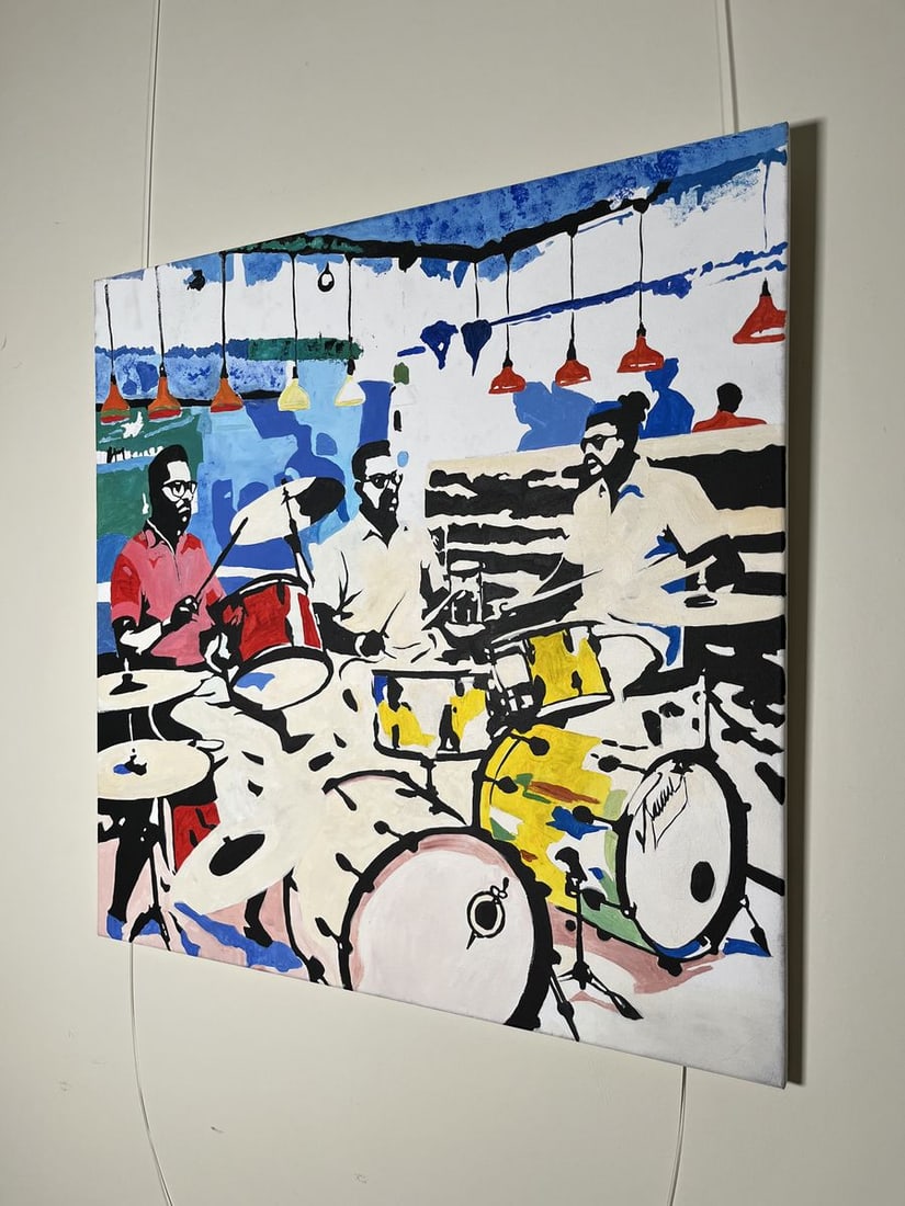 Acrylic painting Jazz songs in a cafe Arturo Banks - 3