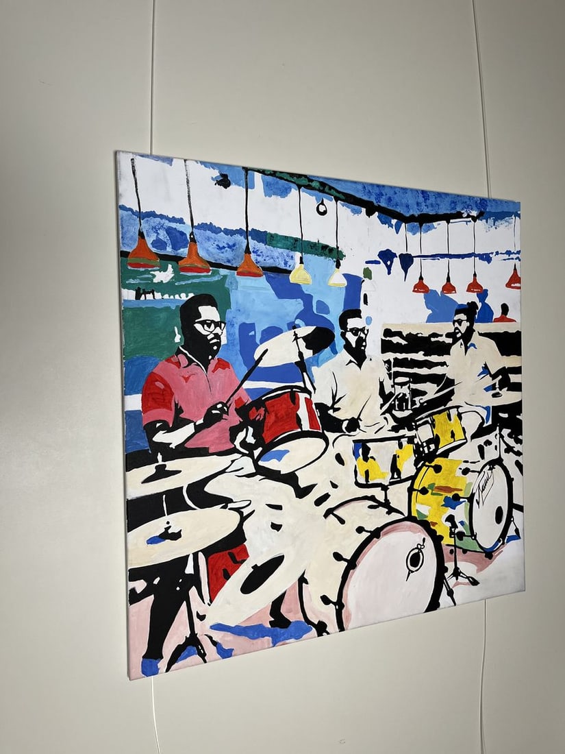 Acrylic painting Jazz songs in a cafe Arturo Banks - 4