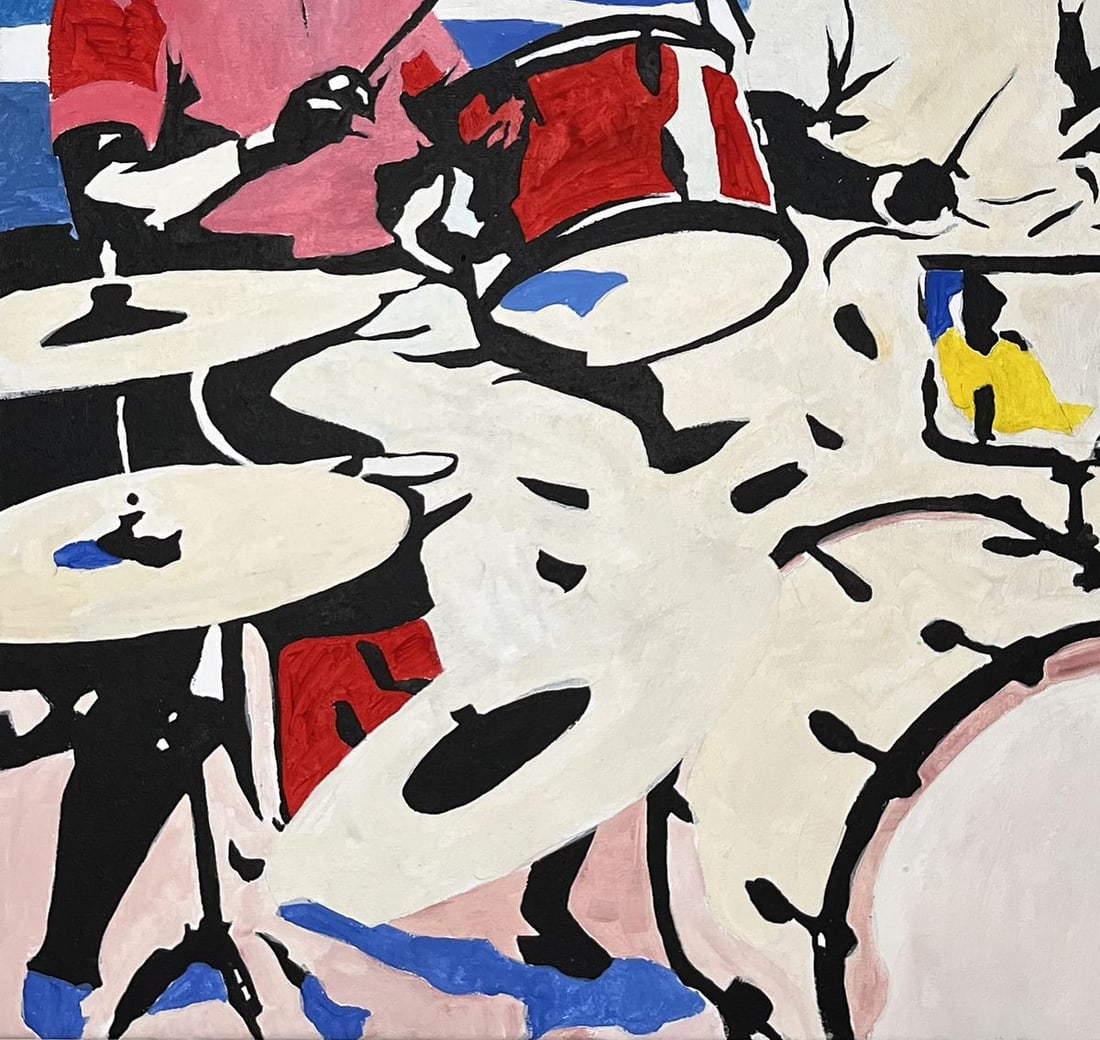 Acrylic painting Jazz songs in a cafe Arturo Banks - 6