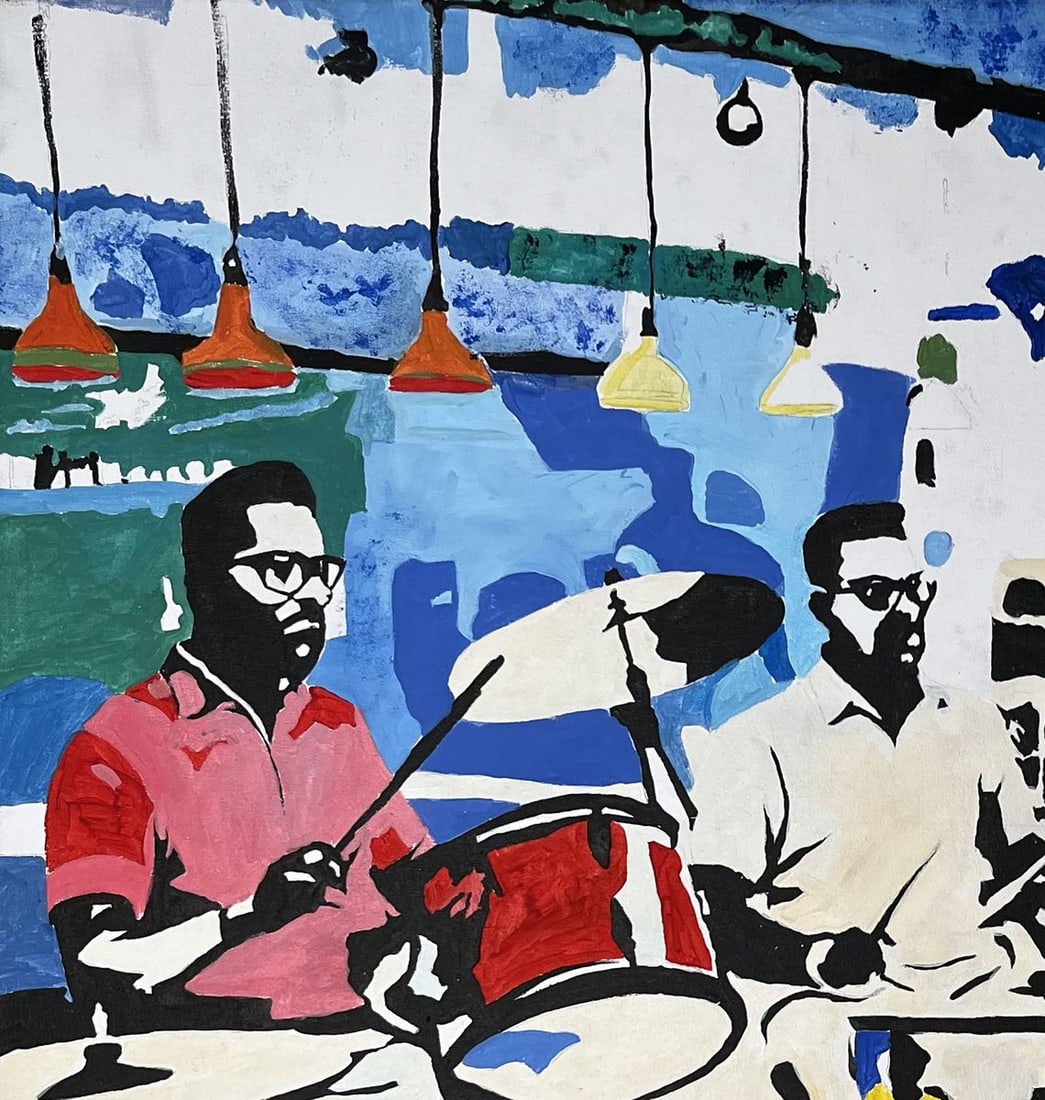 Acrylic painting Jazz songs in a cafe Arturo Banks - 7
