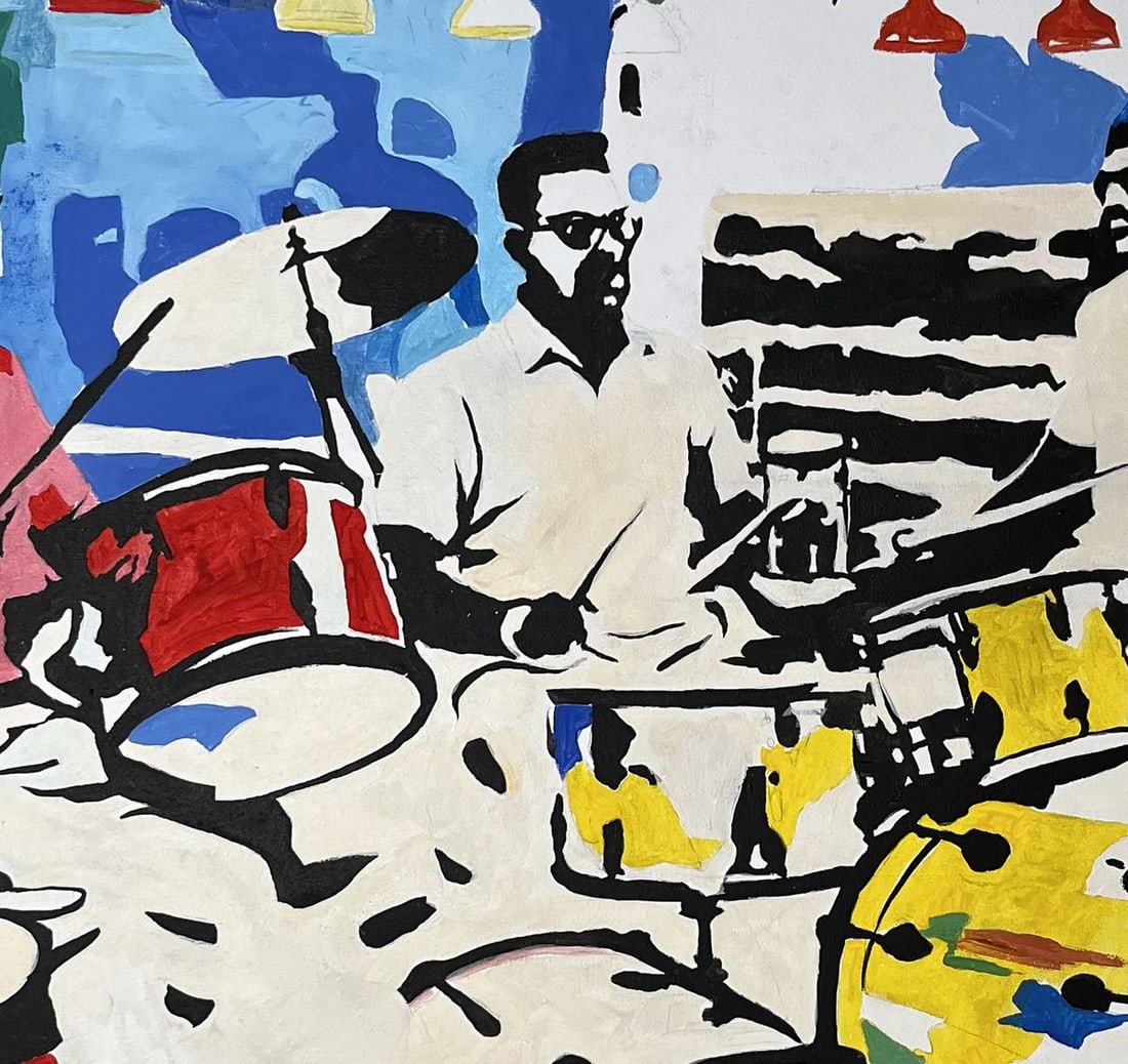 Acrylic painting Jazz songs in a cafe Arturo Banks - 9