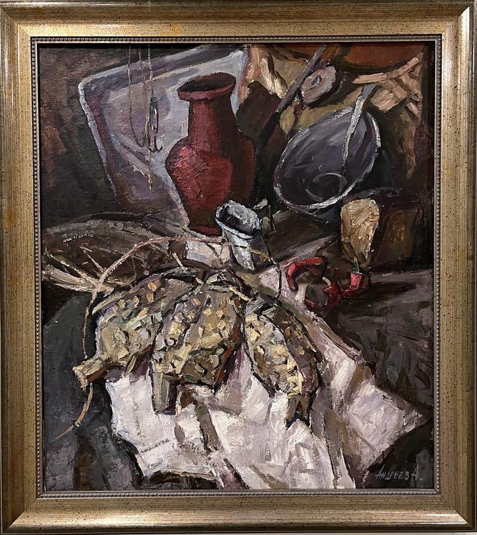 Oil painting Still life with dried fish Oleksandr Andreev - 2