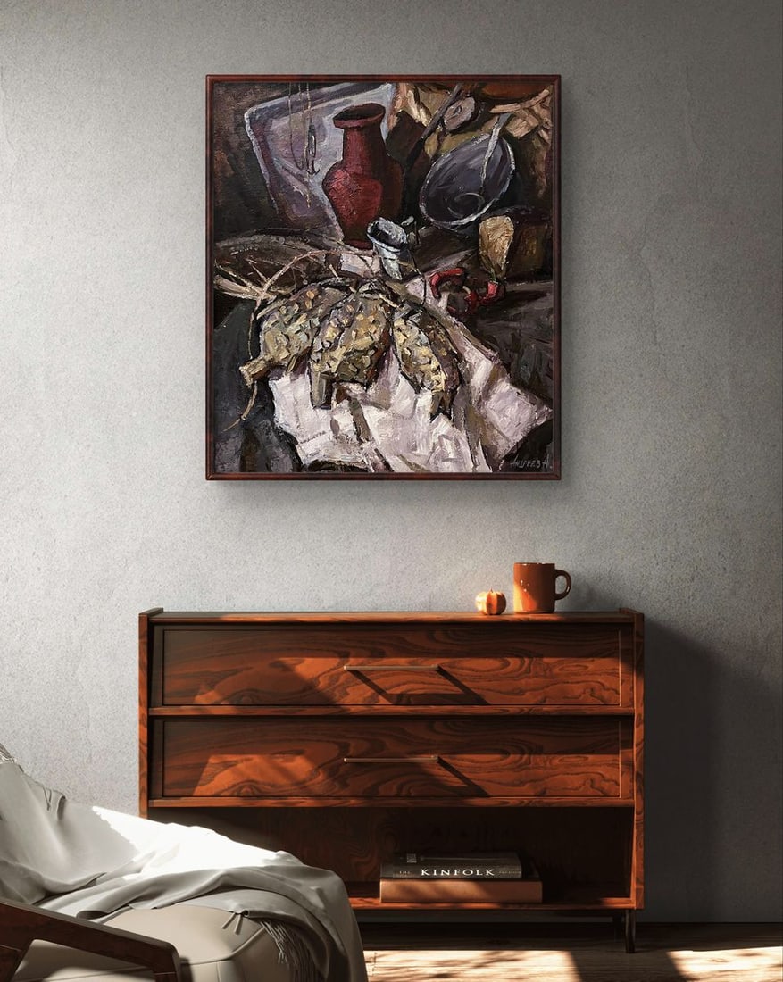 Oil painting Still life with dried fish Oleksandr Andreev - 4