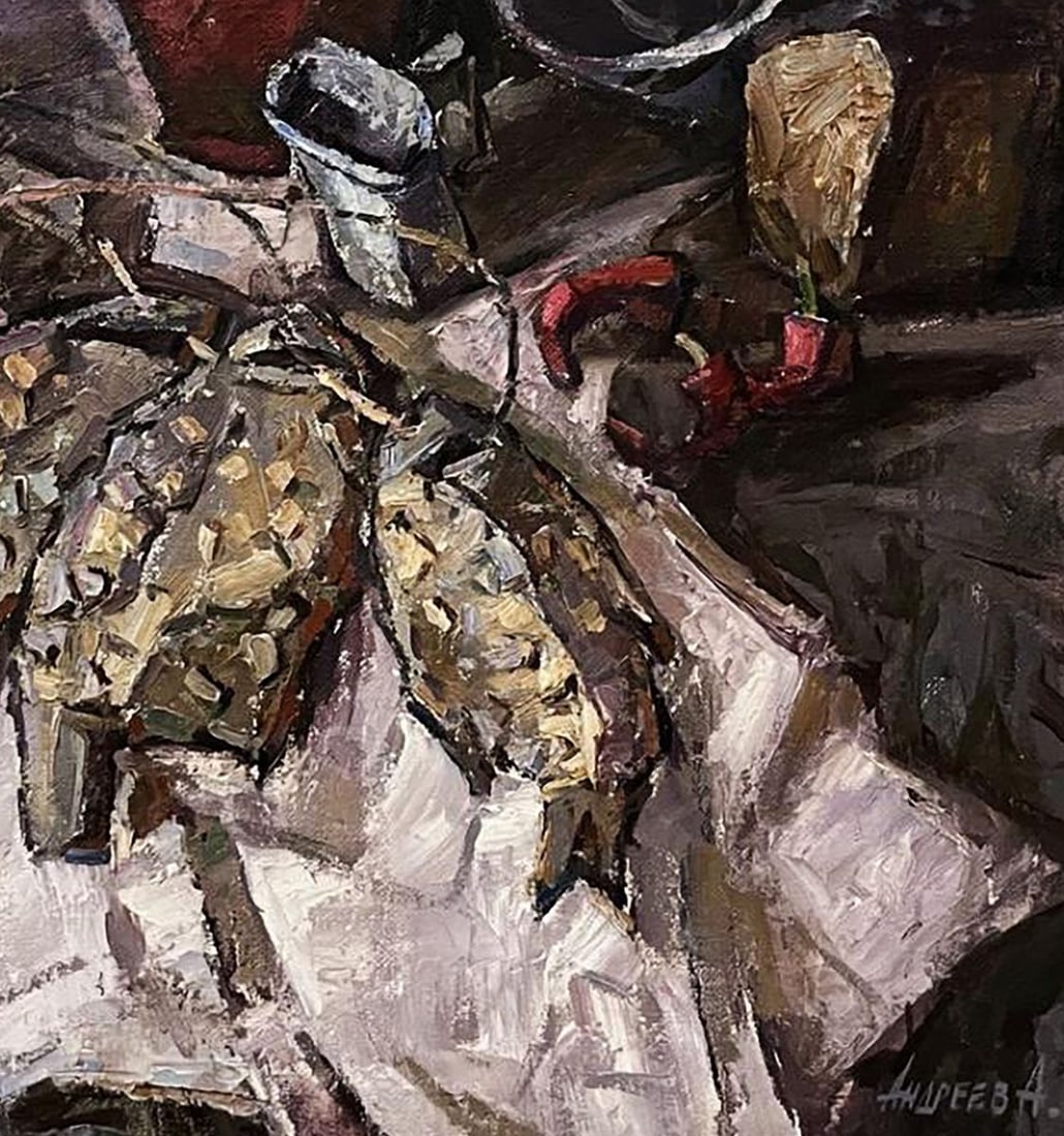 Oil painting Still life with dried fish Oleksandr Andreev - 8