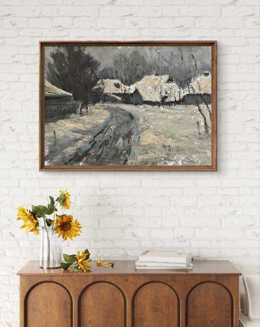 Oil painting Winter in the village Volodymyr Pashchenko - 2