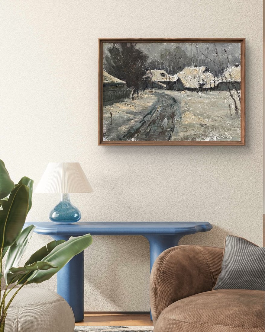 Oil painting Winter in the village Volodymyr Pashchenko - 3