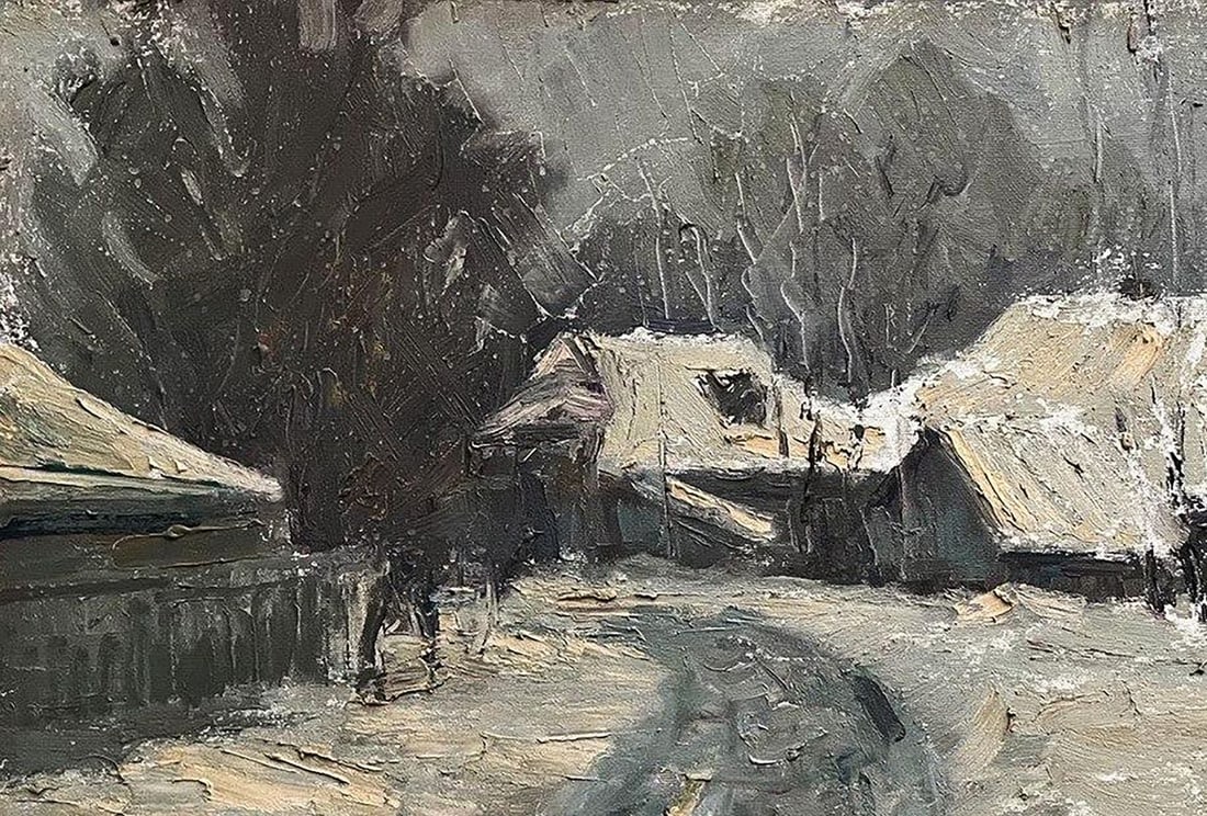Oil painting Winter in the village Volodymyr Pashchenko - 4