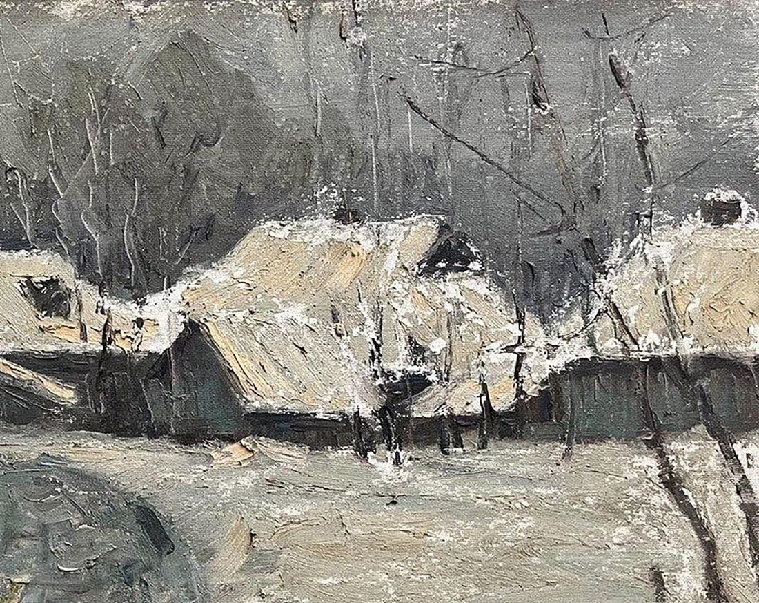 Oil painting Winter in the village Volodymyr Pashchenko - 5
