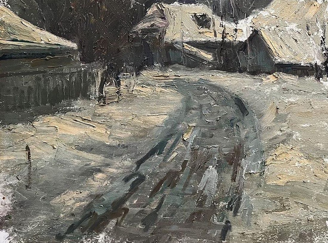 Oil painting Winter in the village Volodymyr Pashchenko - 6